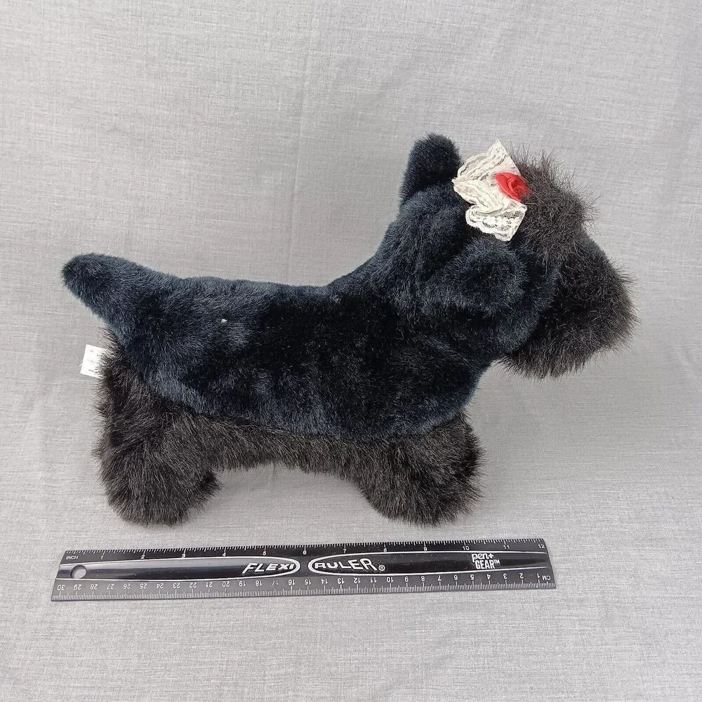 Dan-dee Black Scottish Terrier Dog Standing Realistic Puppy Plush Stuffed Animal